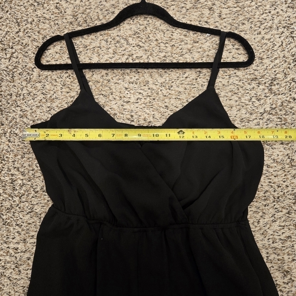 Lily Rose Black V Neck Jumpsuit With Cinch Waist Size L No Belt - Picture 11 of 16